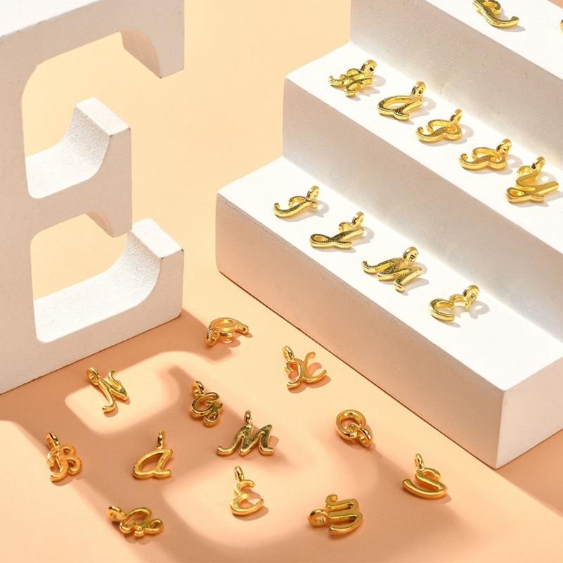 2 Set 26 A-Z Initial Letter Alloy Pendant Alphabet Charm DIY Jewellery Kit for Necklace Bracelet Earring Crafts DIY