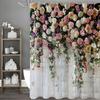 Spring Flower Wall Rose White Brick Wall Shower Curtain, Bathroom Decorative Shower Curtain, Waterproof Shower Curtain with Hook