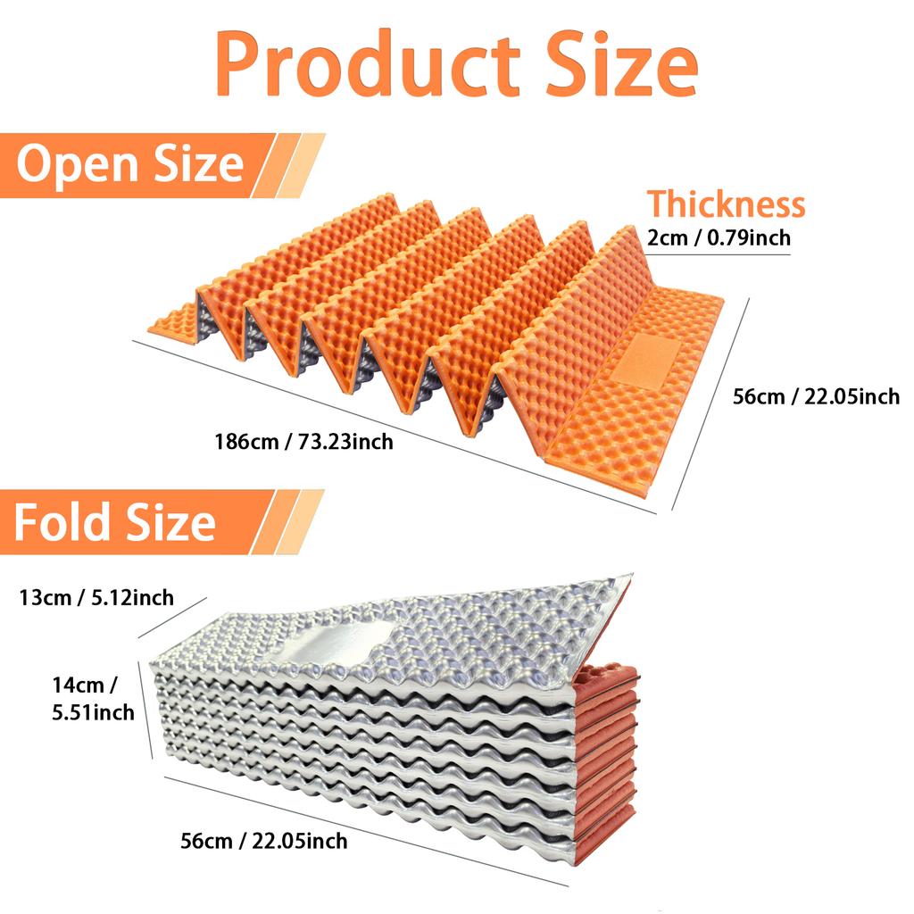 Thickened Egg Crate Foam Sleeping Pad Portable Folding Camp Mat Moisture-Proof Camping Mattress for Outdoor Hiking Picnic Tent