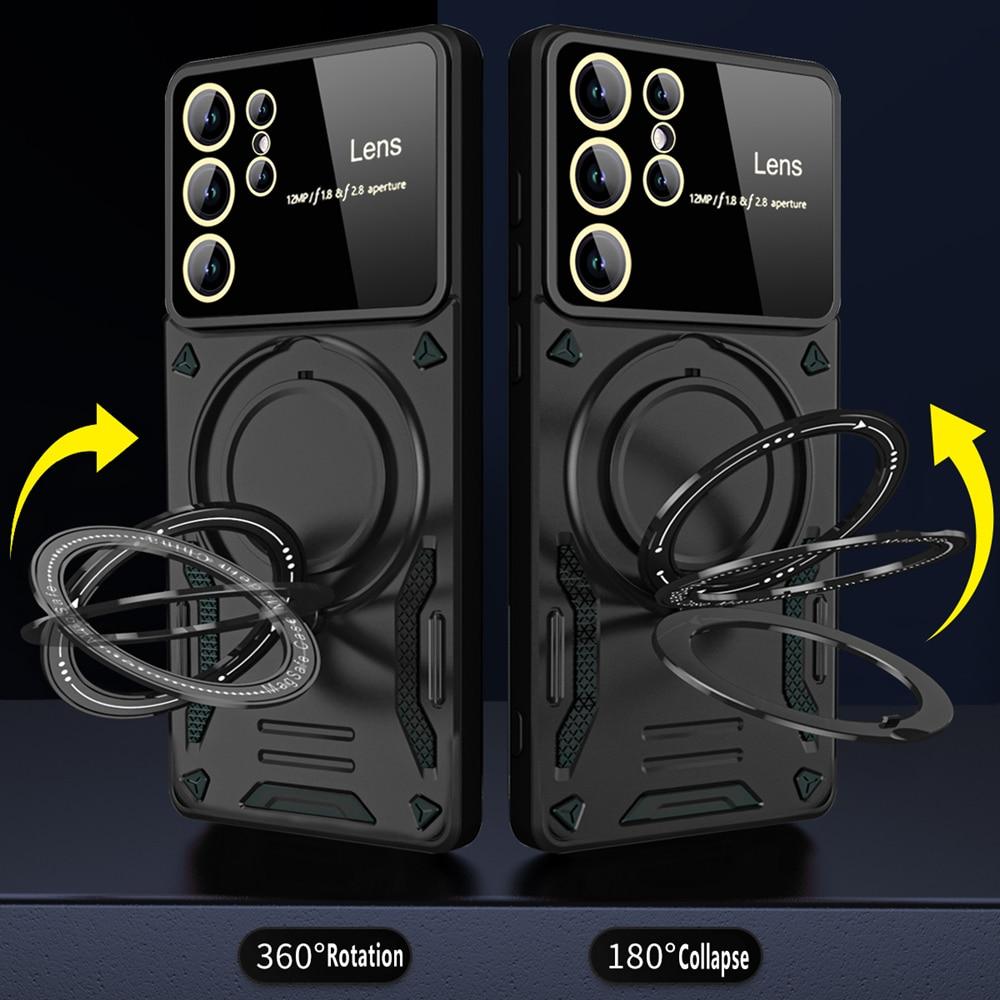KEYSION Противоударный защитный чехол для MagSafe для Samsung S23 Ultra 5G, защитный чехол для камеры с магнитной подставкой, чехол для телефона Galaxy A54 5G