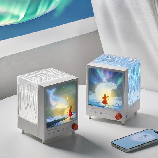 Проектор ночник «Аврора» с Bluetooth-совместимым динамиком, меняющий цвет светодиодный, эффект волны, перезаряжаемая прикроватная лампа для спальни, гостиной