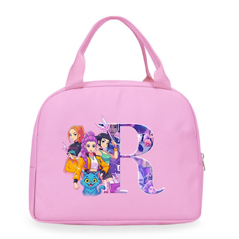 Trend Kpop Anime Cartoon Peripheral 26 Letter Printing Bento Bag Commuter Portable Lunch Box Bag