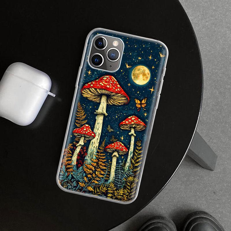 Colorful Mushroom Phone Case Cover for iPhone 18 11 12 13 Mini 14 15 Plus 16 Pro Max 17 Air 7 8 + SE Art Customized Fundas 11 12 13