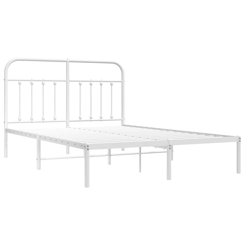 Vidaxl Металлическая Рама Кровати С Изголовьем, Белая, 140X190 См