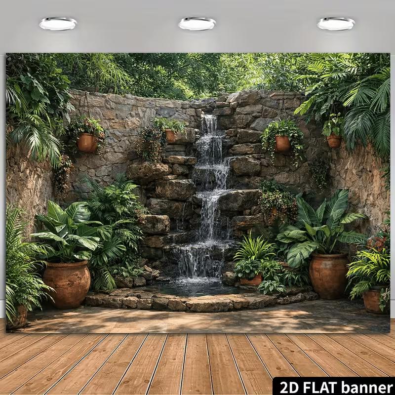 2D Outdoor Garden Stone Fountain Wall Hanging