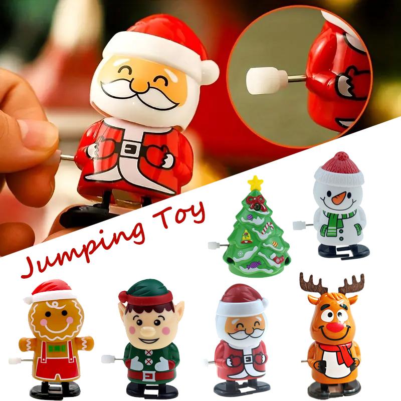 Christmas Mini Wind-up Jumping Toy Festive Wind-Up Figurines Playthings Favors Santa Claus Snowman Home Decor Party Gift
