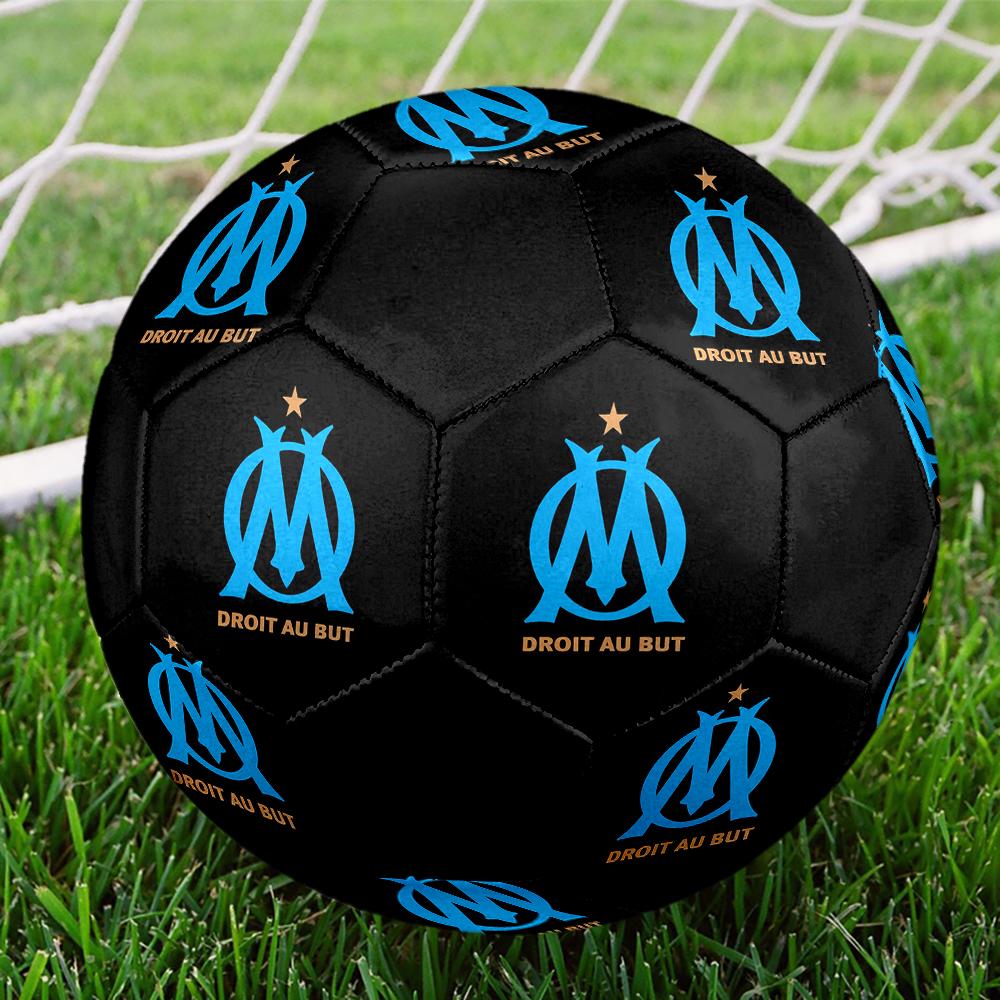 Olympique de Marseille Soccer Ball, colorful, suitable for all ages, machine-stitched, PVC material, competition grade, durable and high bounce