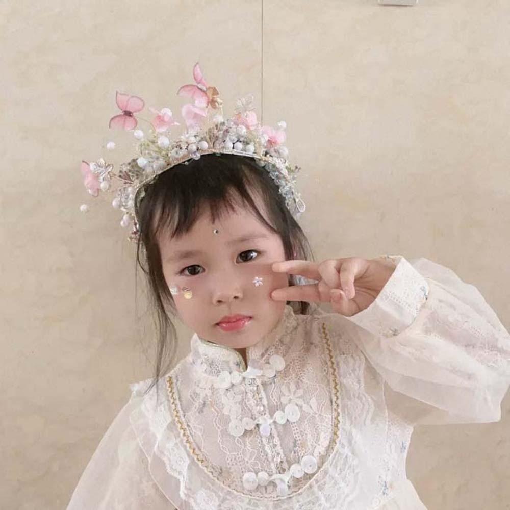 Beads Butterfly Fairy Hair Hoop Simulation Flower Flower Headdress Temperament Girls Garland  Women