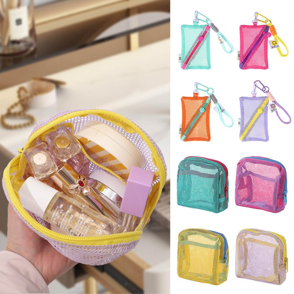 Durable Dopamine Color Storage Bag Candy Color Toiletry Mesh Cosmetic Bag Large Capacity Travel Storage Pouch