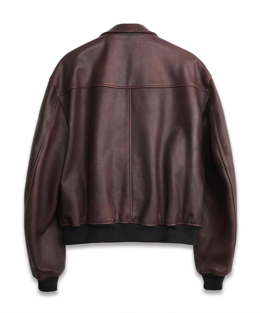 Doffjason Goat Leather Coated Blouson Walnut Brown