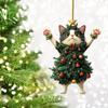 Cartoon Christmas Cat Pendant 2D Cat Hanging Ornaments Creative Xmas Tree Ornaments  Christmas Day