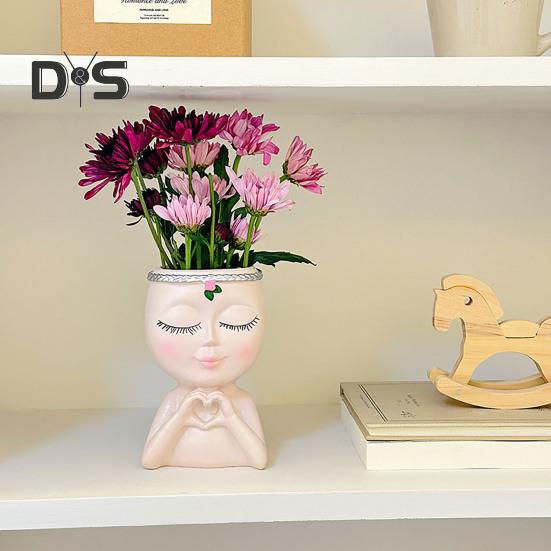 Цветочный горшок в виде лица в стиле Love Girl Head Plant Pot Small Lady Face Planter для суккулентных комнатных и уличных растений, центральный элемент рабочего стола для гостиной