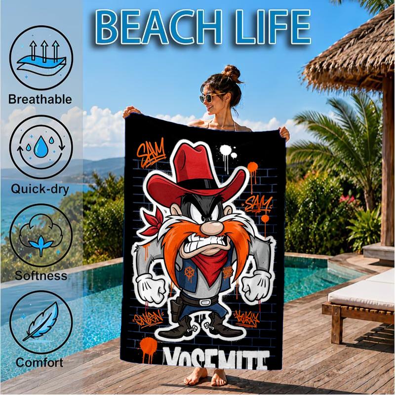 Tazma-nian Devil Spray Art Beach Towel, Super Soft Microfiber, Perfect Gift for Her/Him, Birthday, for Pool, Beach, Travel, Decor Beach Party