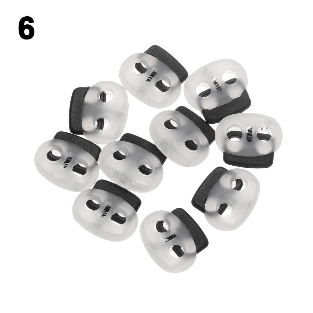 Quality Double Holes 4mm Hole Plastic Stopper Apparel Shoelace Button Toggle Clip Cord Lock Bean