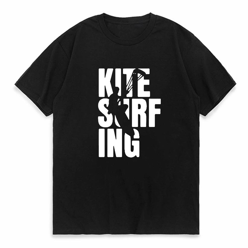 Kitesurfing Boarding Surfer Harajuku Streetwear Short Sleeve Black T-Shirt Men Casual Tee