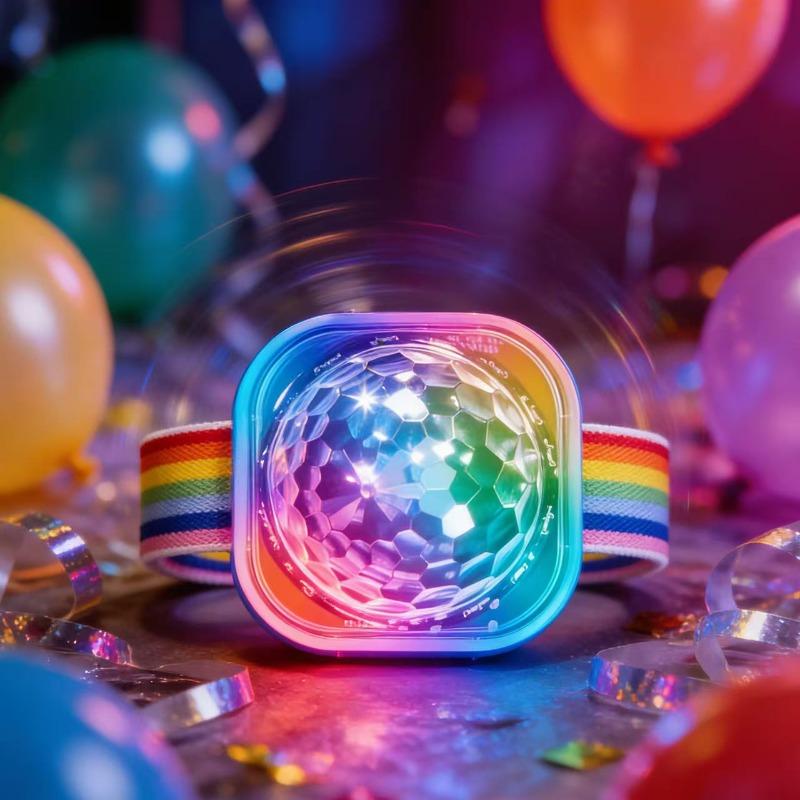 Мини Диско-Шар LED Светящийся Браслет | Портативный Party Браслет-Светильник на Присоске, Сменяющий Цвет, 4-Цветный Режим, Работает от Батареек