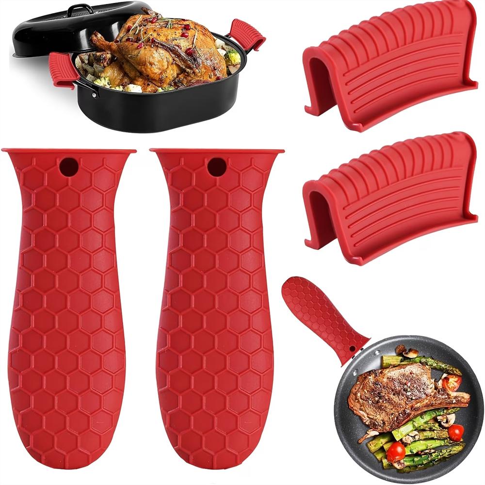 Silicone Heat-Resistant Handle Covers,Cast Iron Handle Covers, Pot Holders,Cast Iron Skillet Pads, Cast Iron Pot Handle Covers