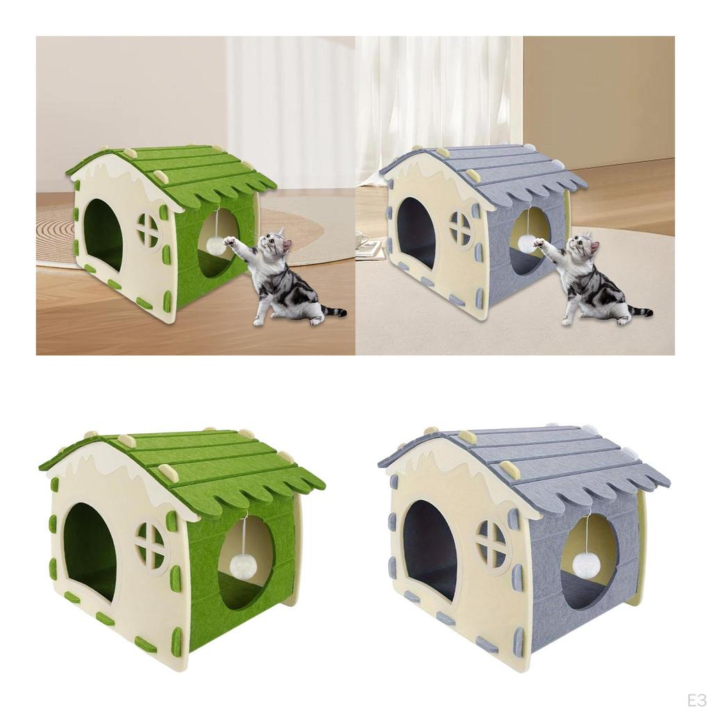 Cat House Enclosed Bed Kitten Shelter Cave Scratch Resistance with Air Vent Window for All
