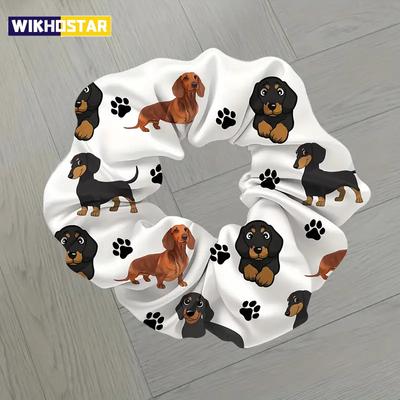 1 шт. Милая резинка для волос с таксой, высокая эластичность, прочная резинка для волос с очаровательным принтом таксы, нескользящие аксессуары для волос для женщин