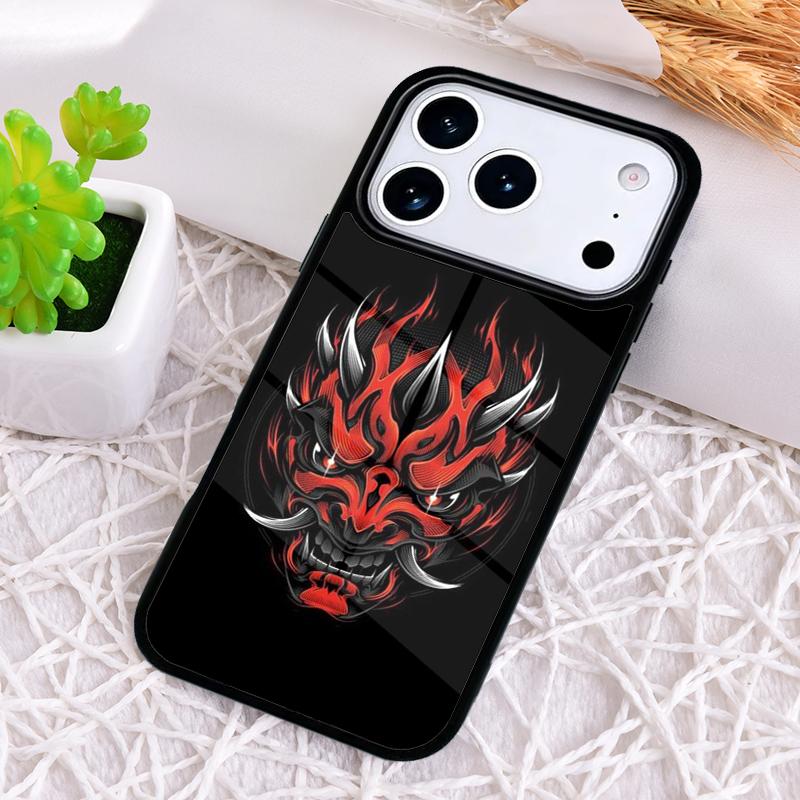 Oni Hannya Demon Mask Shockproof Phone Case for iPhone 17 Air 16e 15 11 12 14 13 Pro Max Cover Coque
