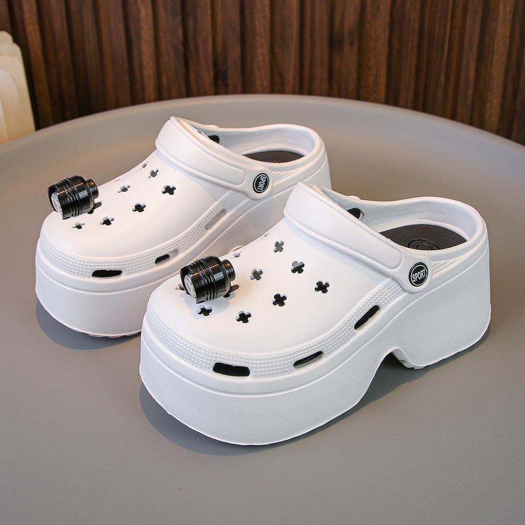 Мода Модные сандалии Diy на толстой платформе для женщин 2024 года, летние пляжные тапочки с толстой подошвой, женские нескользящие тапочки для сада на открытом воздухе