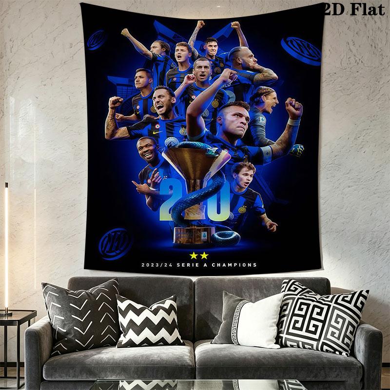 Inter Milan Wall Hanging Printed Fabric Blanket Decorative Tapestries for Bedroom Living Room Home Decor