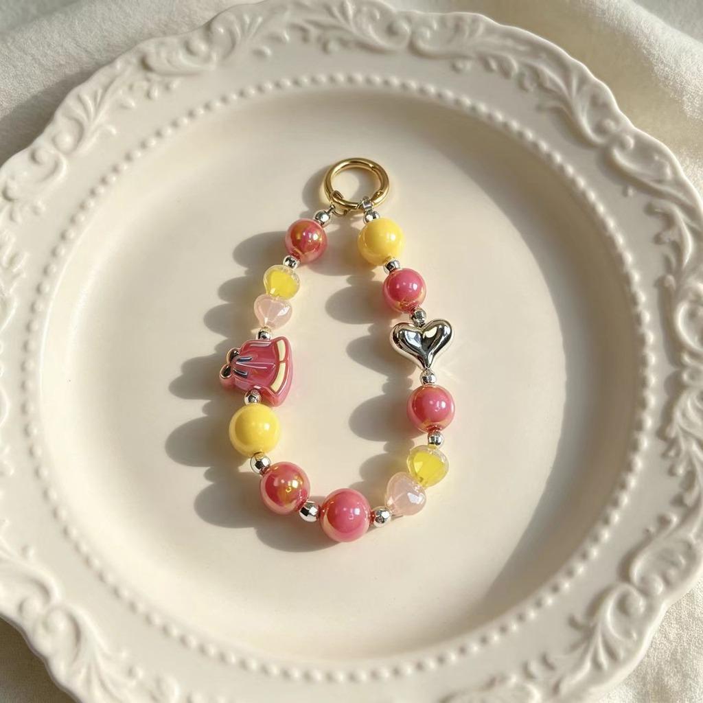 Key Pendant Sweet Acrylic Beaded Charm Purse Charm Holiday-Themed Bag Charm For Christmas Gatherings Mobile Phones Purse