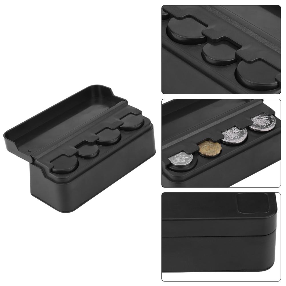 Universal Car Interior Plastic Coin Case Storage Box Holder Change Container Organizer Black