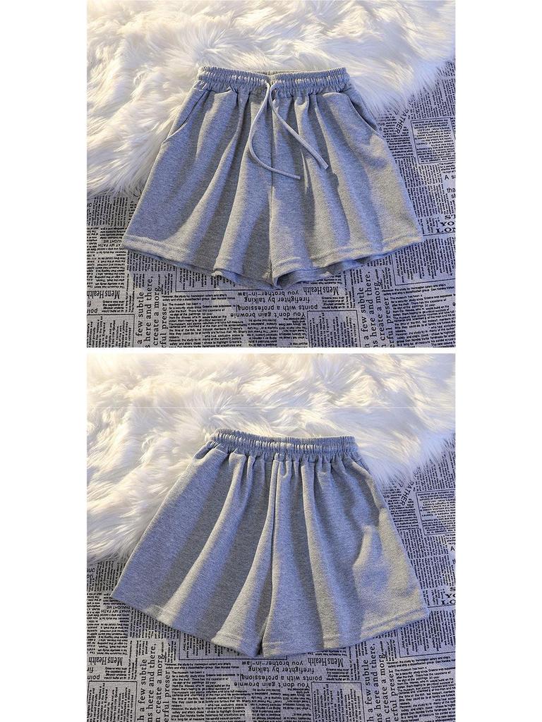 2025 Women's High-Waisted Loose American Style Casual Sports Shorts - Solid Color Summer Hot Pants