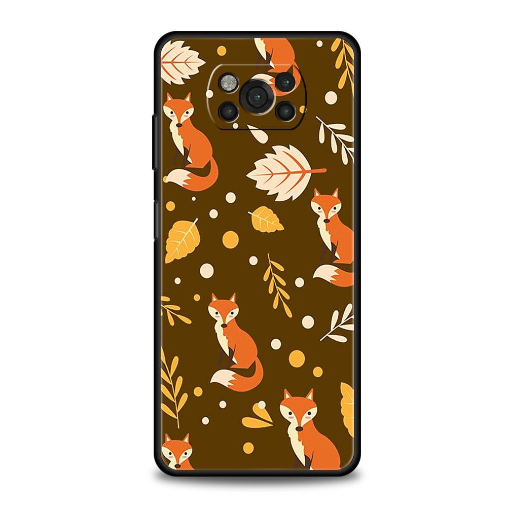 Чехол для телефона для Xiaomi Poco X6 X5 X4 Pro 5G X3 NFC F5 F4 M5 M4 M3 F3 GT C51 C55 Осенние листья лиса тыква Хэллоуин