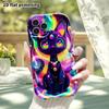 Phone Case: 2D flat design, compatible with iPhone 18 17 16 15 14 13 12 Pro, phone decoration, black cat, starry sky, Halloween and Christmas gift