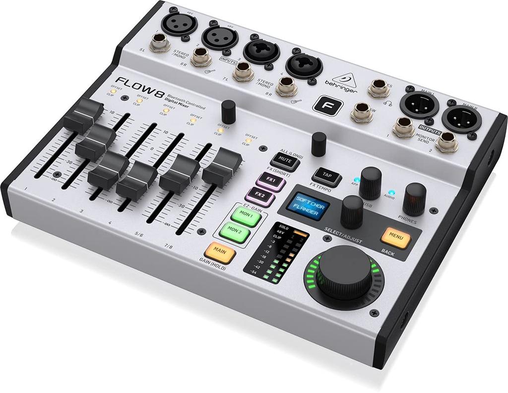 Behringer Digital Mixer 8 Channel USB Audio Interface Equipped with Bluetooth Remote Compatible FLOW 8 Control/Streaming