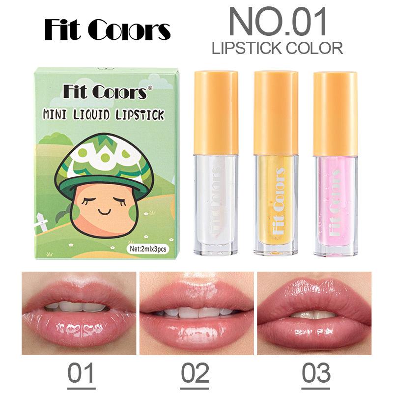 Three Mushroom Lipstick Set Moisturizing Spicy Lip Plumping Liquid Lip Oil Matte Non-stick Cup Lip Gloss Lipstick