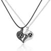 Sun & Moon Magnet Couple Necklace with Heart-Shaped Projection 'I Love You' In 100 Languages