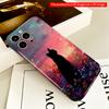 2DFlat Silhouette Cat in Dreamy Floral Sky All inclusive film hard iPhone case, compatible with iPhone 18 Pro Max 17 16 15 14 13 12 11