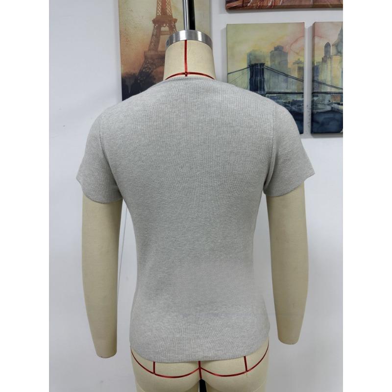 Women's Summer New Solid Color Loose Fashion Sexy Slim Knit Top