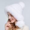 Winter Real Mink Fur Hat for Women Fox Fur Pompom Ear Protect Caps Warm Lined Knitted Fur Beanie Hat With Custom Logo