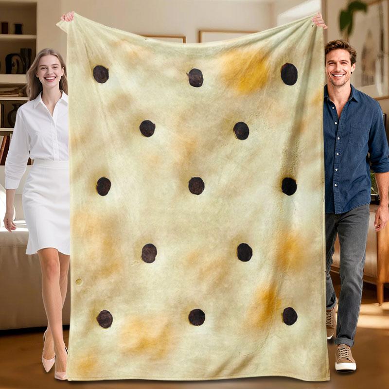 1 piece cookiethemed beige plush blanket soft for sofa bed office allseason use
