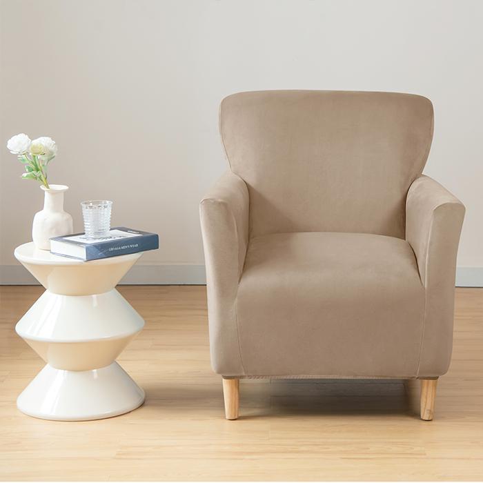 Cover For Small Armchair S, Velvet, Beige, Cappuccino