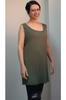Women's Style Big Size T-Shirt Khaki Green Thick Strap Combed Cotton Viscose T-Shirt