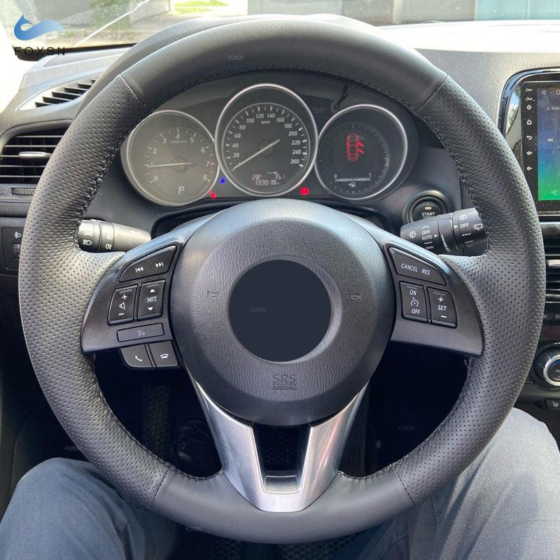 Автомобильный плетеный чехол на руль для Mazda CX-5 CX5 6 Atenza 2014, новинка Mazda 3 CX-3 CX3 Scion iA 2016, перфорированная микрофибра