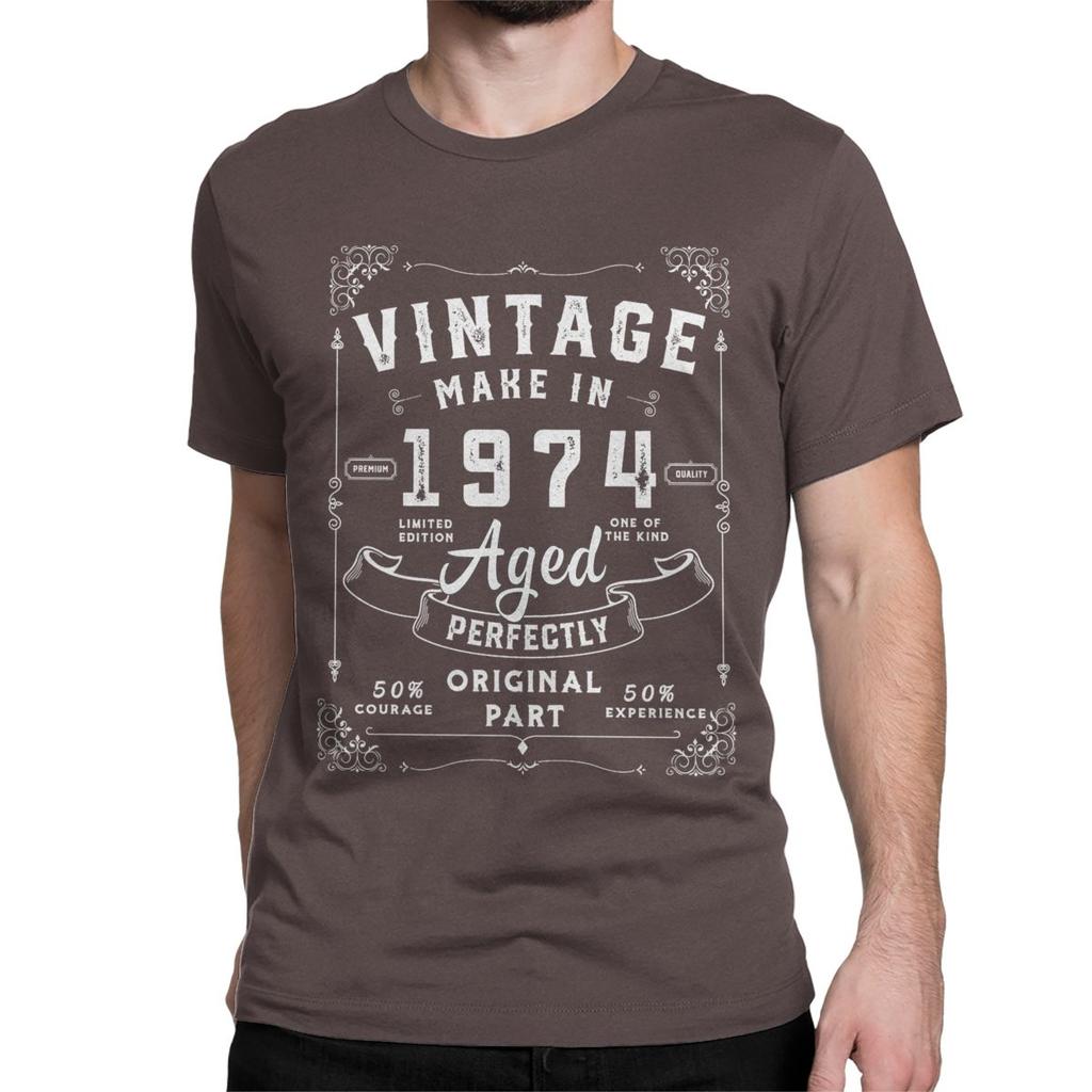 Made In 1974 Birthday Gift Men's T Shirts 50 Years Old Funny Tees Short Sleeve Crewneck T-Shirt Cotton Birthday Gift Tops