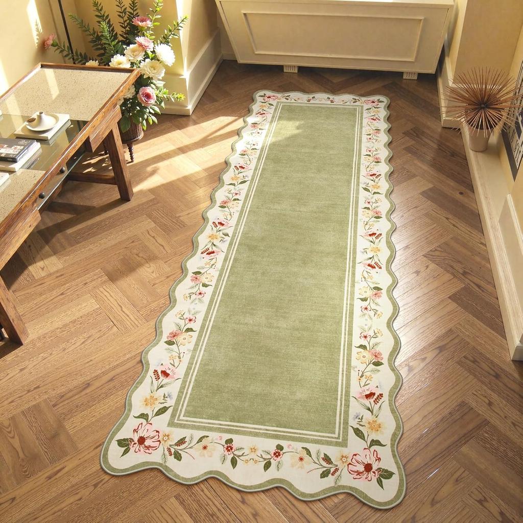 Неправильный коврик-дорожка Модный Ретро Цветочный принт Прикроватный ковер Креативный Легкая роскошь Машинная стирка Кухонный коврик для пола Alfombra