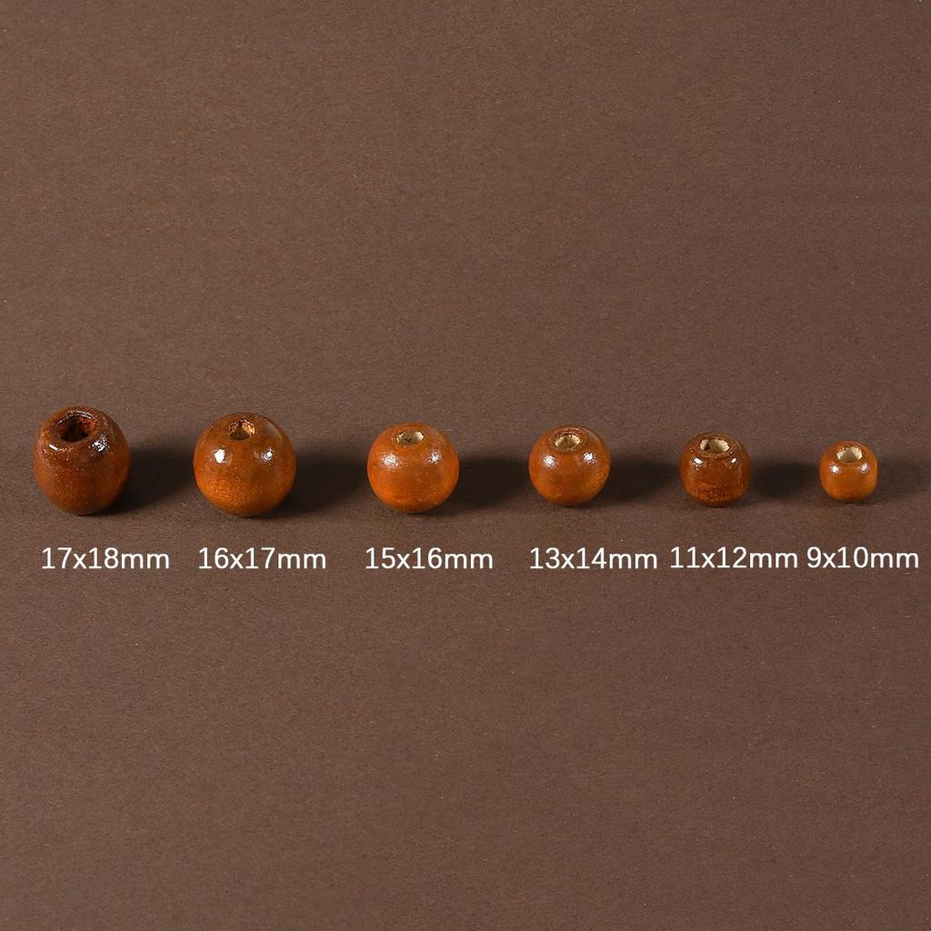 50PCS Big Hole Natural Wood Loose Beads Wooden Round Beads For Jewelry Making Bracelet Necklace Accessories DIY Crafts