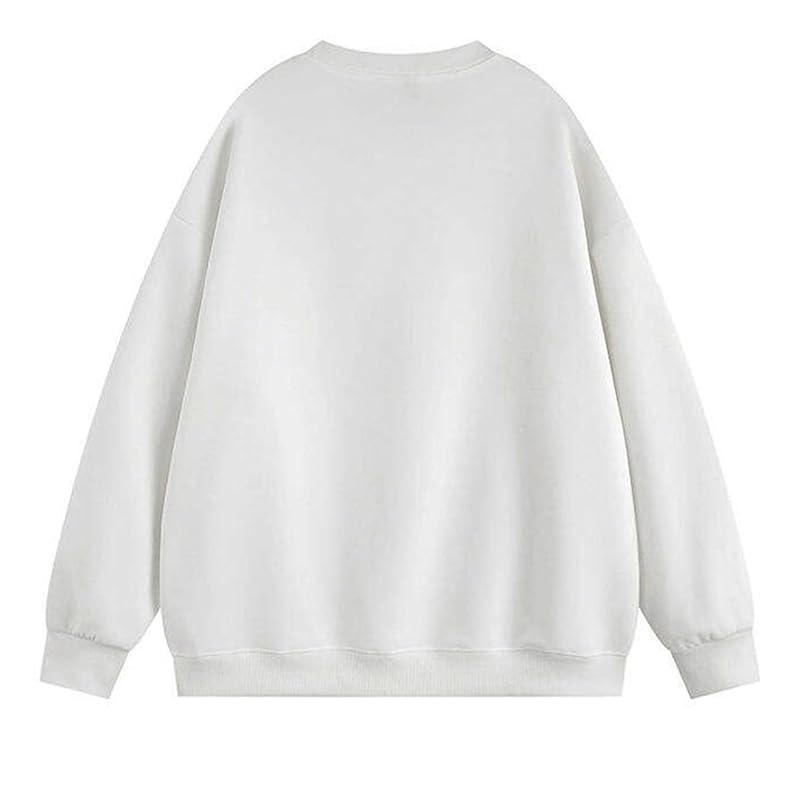 [EASTEMPO] Ladies Trainer Spring Long Sleeve Relaxing Plain Color Fashionable Casual Cute Large Size (JP, Alphabet, L, White)