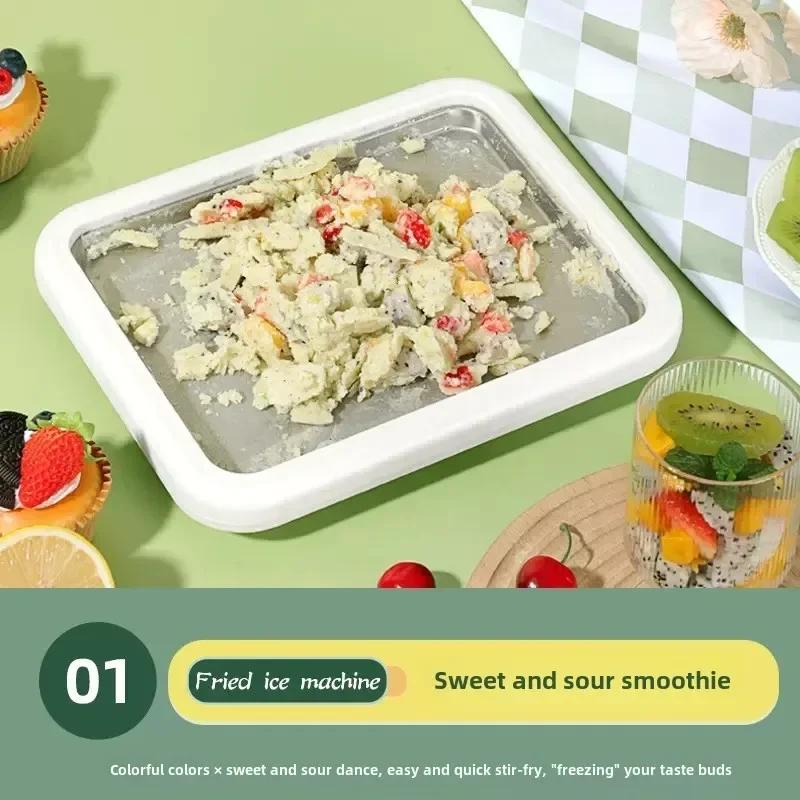 Бытовая машина для жареного йогурта, машина для ролл-мороженого, жарочная плита для мороженого из нержавеющей стали, оснащена 2 скребками, для самостоятельного приготовления еды