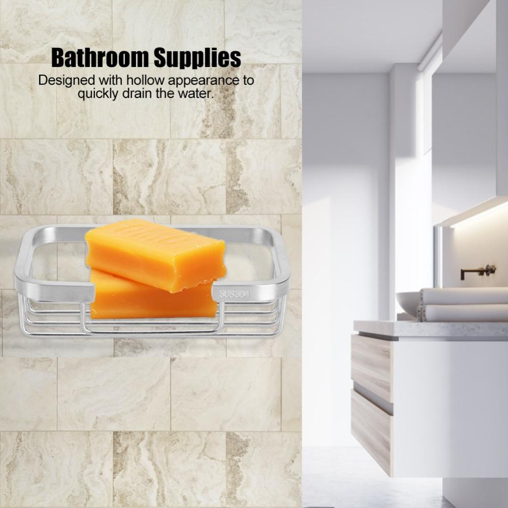 Silver Soap Rack Stainless Steel Soap Organizer Box Modern Soap Dish Bathroom Kitchen Washroom