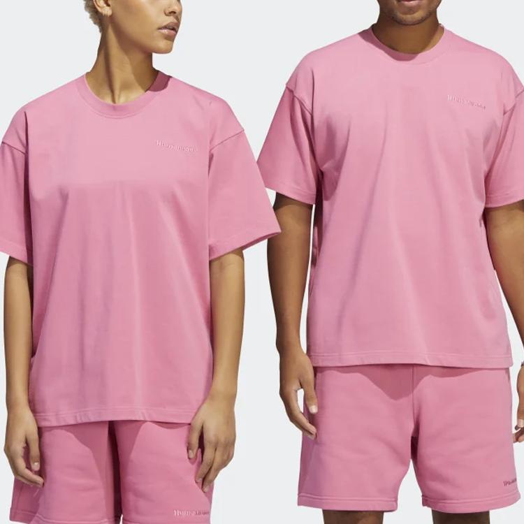 Adidas Originals X Pharrell Williams Collaboration Solid Sports Crew Neck T-Shirt Unisex Tops Pink HF9954