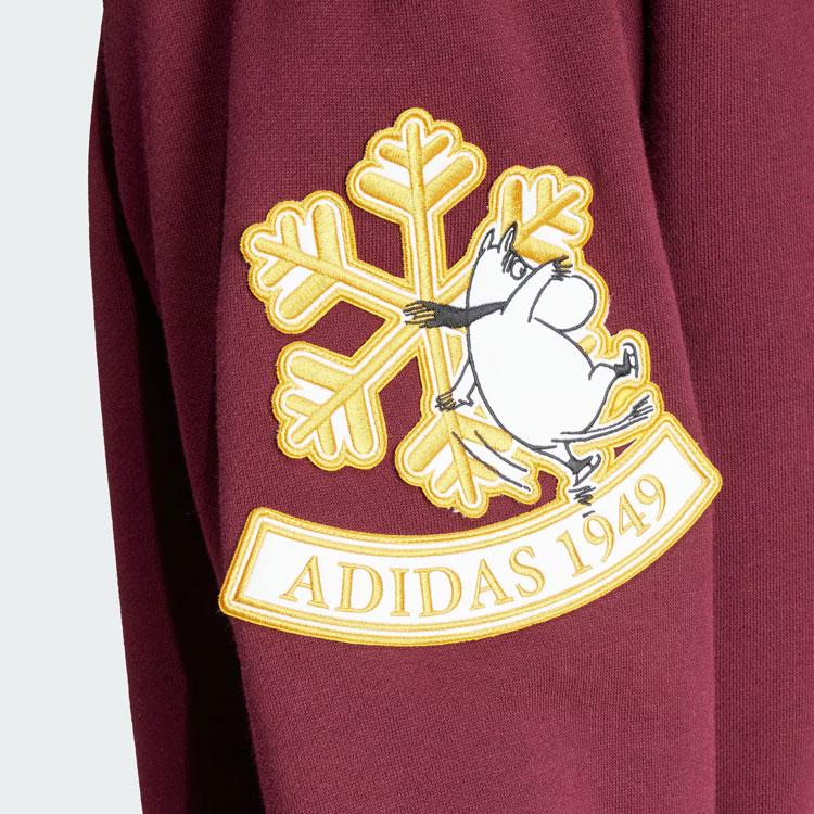adidas Оригинальные Муми-тролли вышитые буквы Узор Толстовка Женская Топы Бордовый IL2447