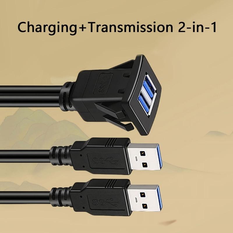 Высокоскоростной USB 3.0 Двойные Интерфейсы Кабель Данных Защелкивающееся Крепление Водонепроницаемый ПВХ для Автомобилей Мотоциклов Лодок Панелей